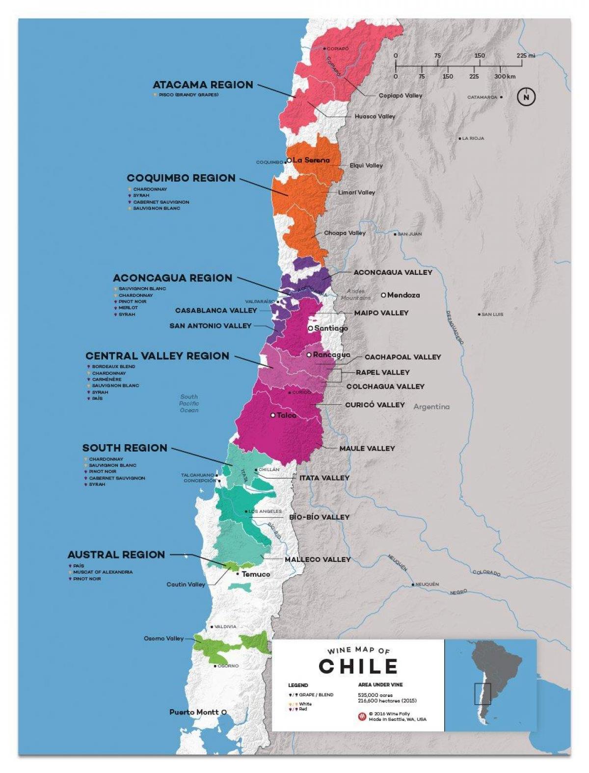 Chili, peyi diven kat jeyografik