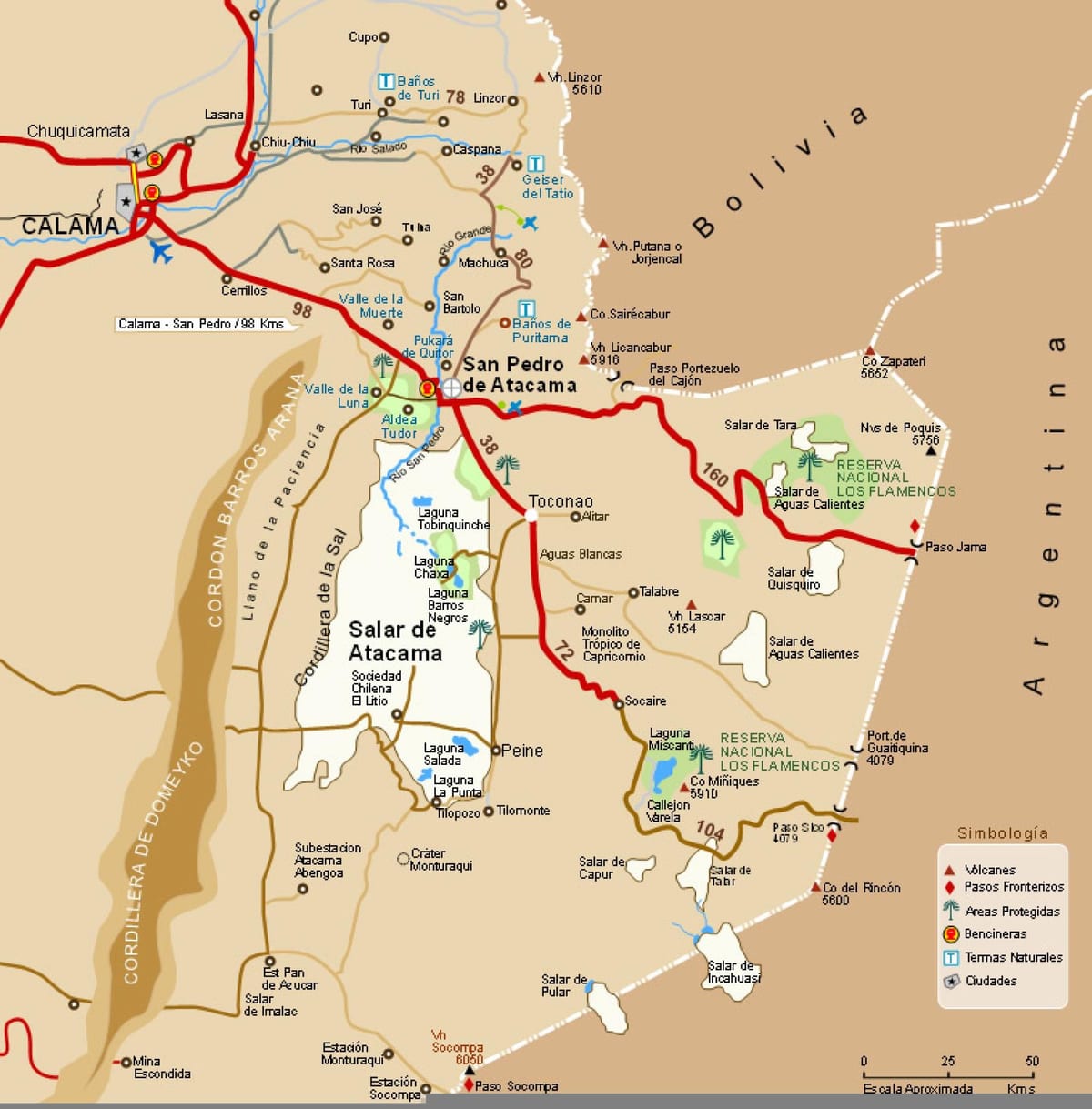 atacama dezè Chili kat jeyografik