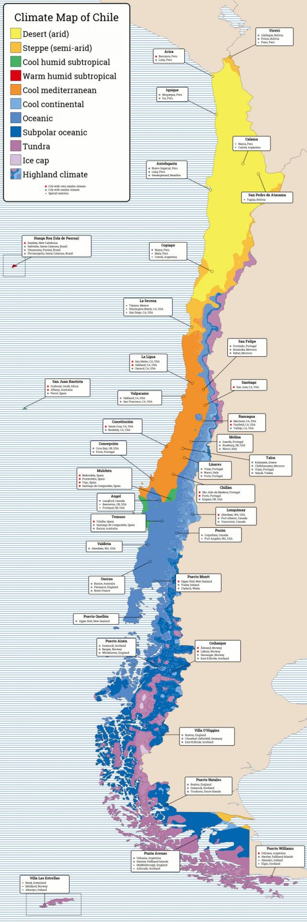 Kat jeyografik nan Chili klima