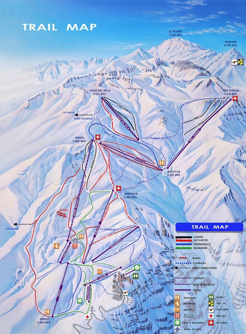 Kat jeyografik nan Chili resorts ski