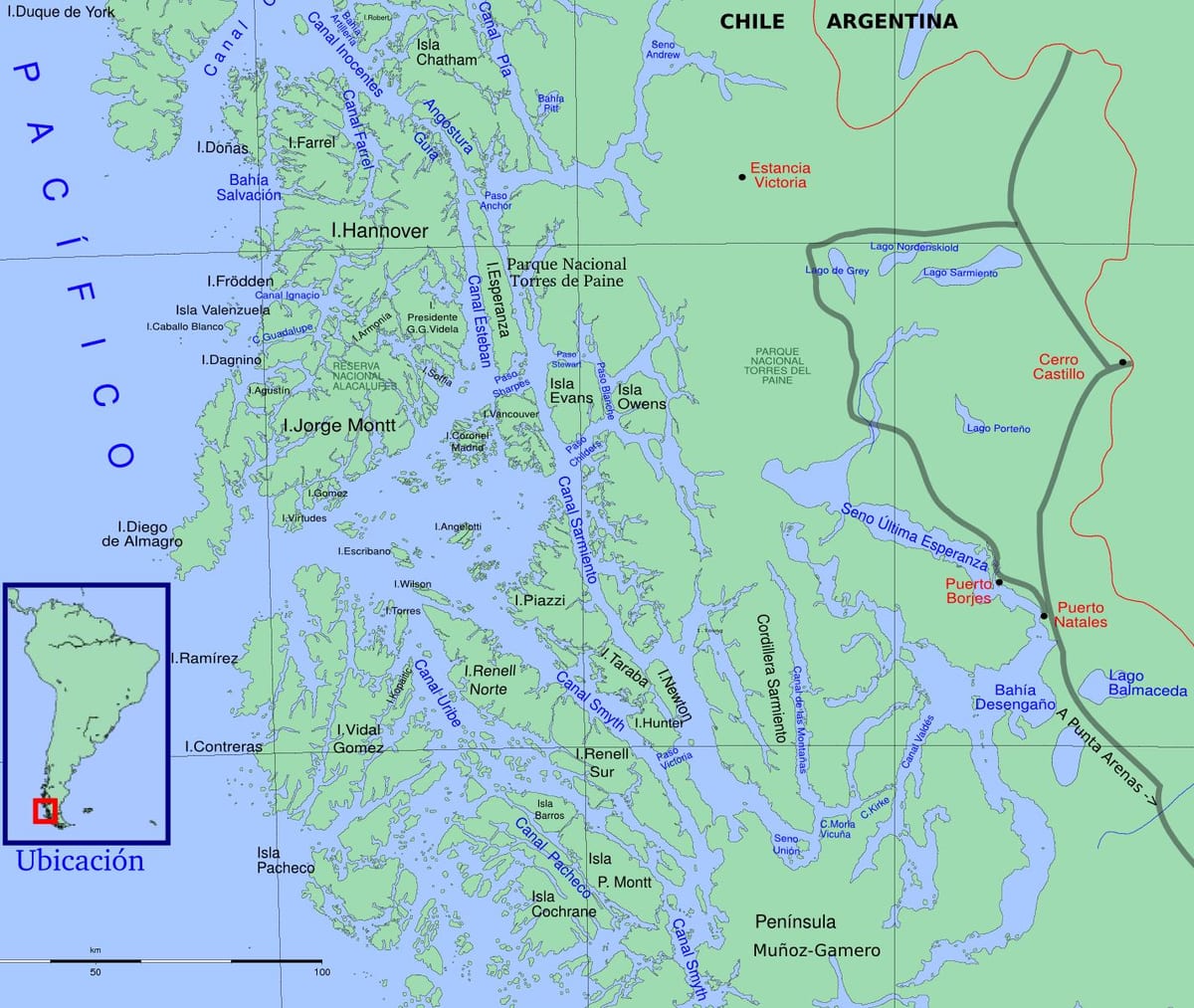 Kat jeyografik nan Chilyen glasye